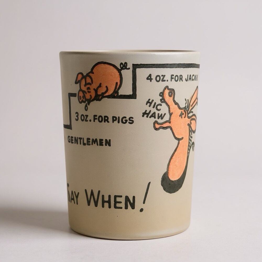 Frosted Say When Shot Glass Hazel Atlas Rabbits Ladies Jackasses MCM Vintage